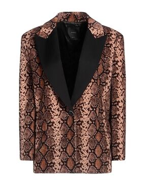 PINKO Snake Print Blazer with Black Satin Lapels